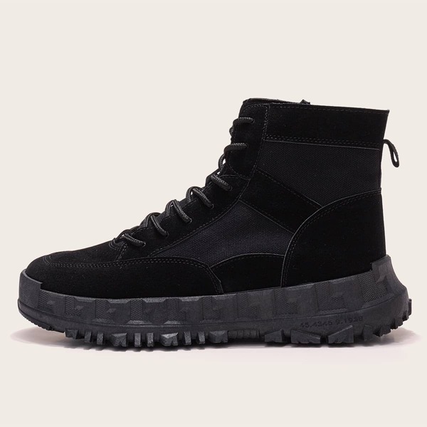 

Men Minimalist Lace-up Front Boots, Black