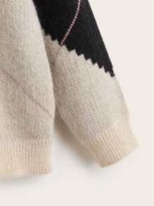SHEIN Boys Round Neck Argyle Pattern Sweater - Multicolor - View 4