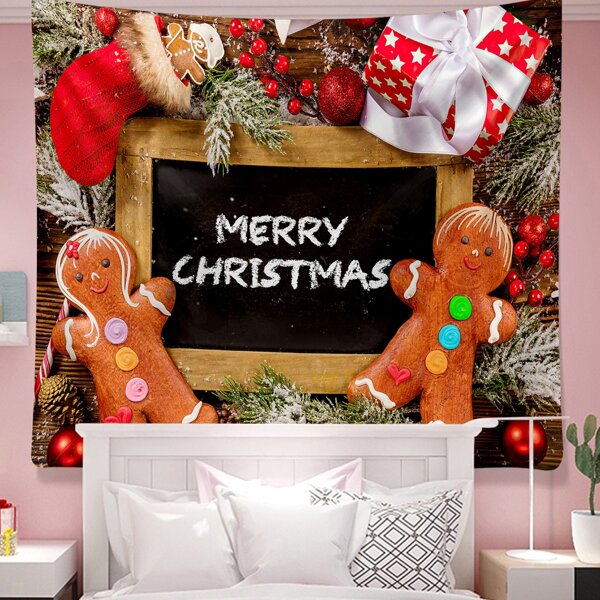 

Christmas Slogan Graphic Tapestry, Multicolor