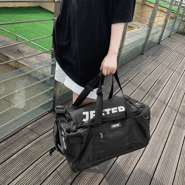 

Men Letter Graphic Large Capacity Tote Bag, Black