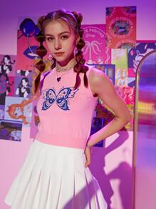 ROMWE Butterfly Pattern Sweater Vest