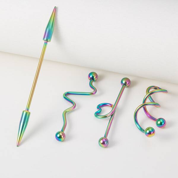 

4pcs Ball Decor Earrings, Multicolor