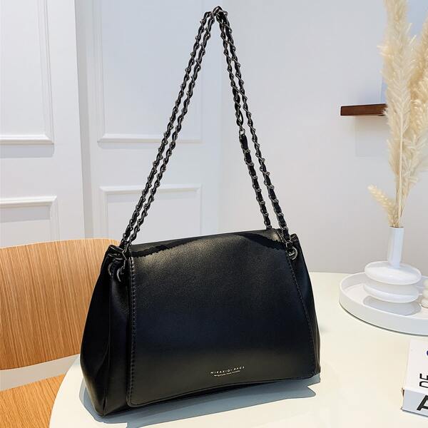 

Minimalist Zip Chain Bag, Black