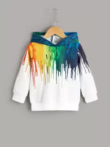 SHEIN 男童油漆滴印連帽運動衫