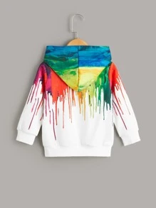 SHEIN 男童油漆滴印連帽運動衫