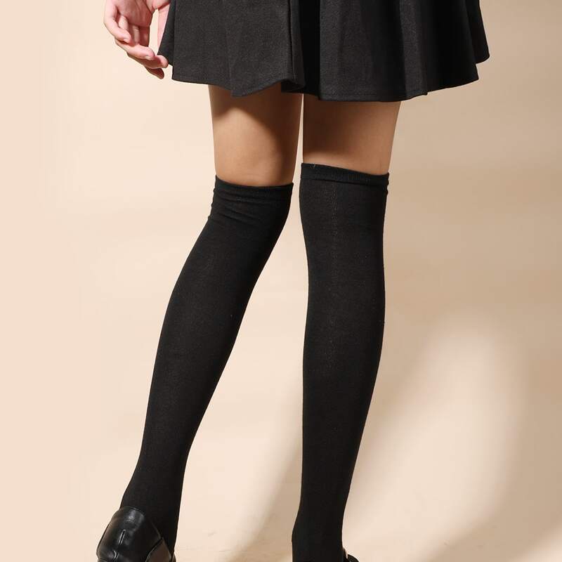 

Solid Over The Knee Socks, Black