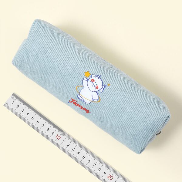 

Cartoon Calf Print Pencil Bag, Dusty blue