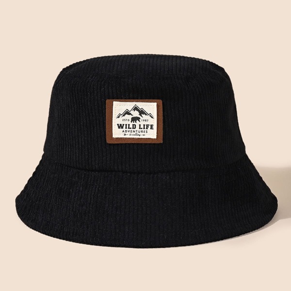 

Letter Patch Bucket Hat, Black