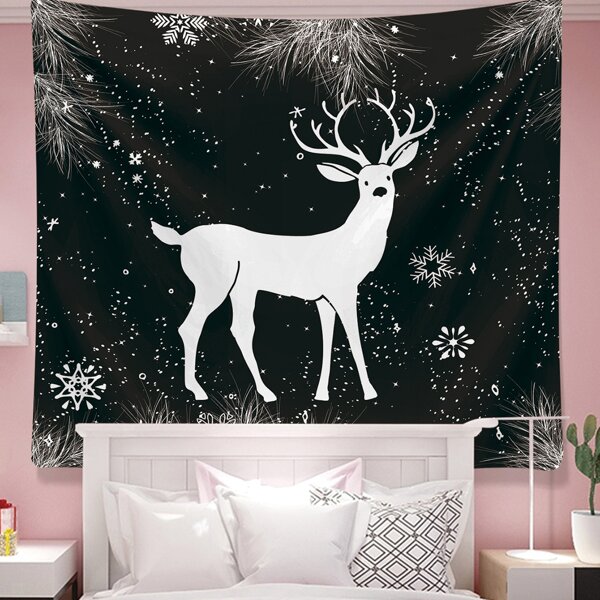 

Christmas Elk Print Tapestry, Black and white