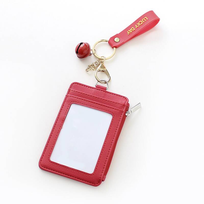 

1pc ID Card Cover With Keychain, Red
