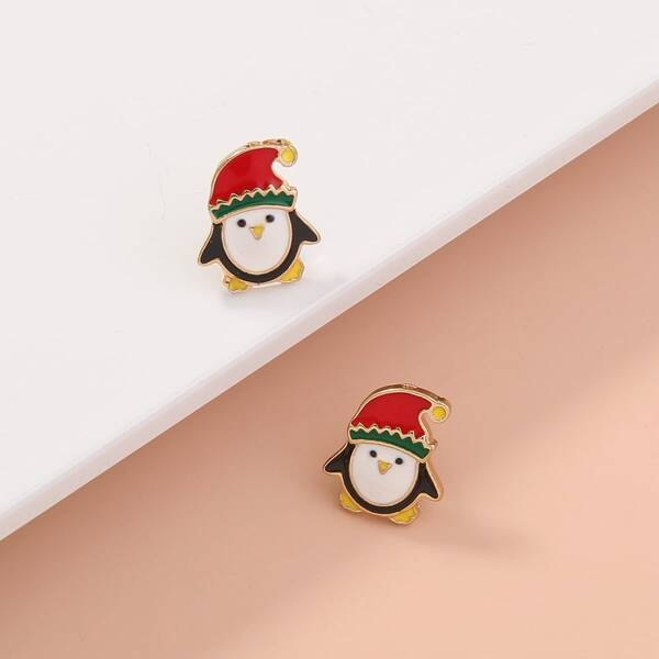 

Christmas Penguin Stud Earrings, Multicolor