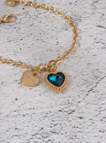 字母細節愛心掛飾手環 - 藍色 - 查看 2