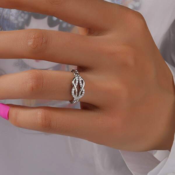 

Rhinestone Decor Ring, Silver