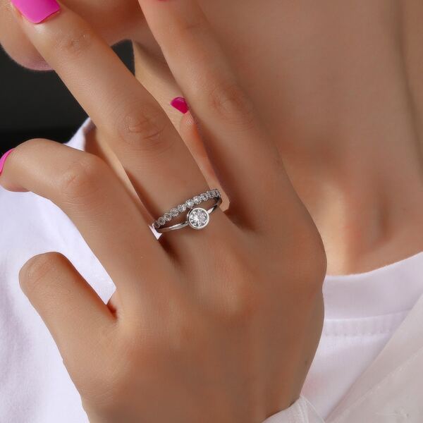 

Rhinestone Decor Ring, Silver