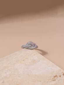 1 chiếc nhẫn Cubic Zirconia phong cách Punk Knot - Bạc - Xem 3