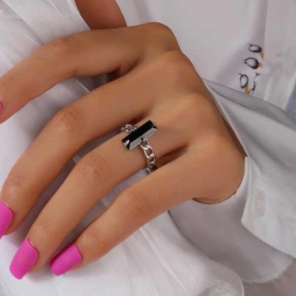 

Geometric Decor Ring, Silver