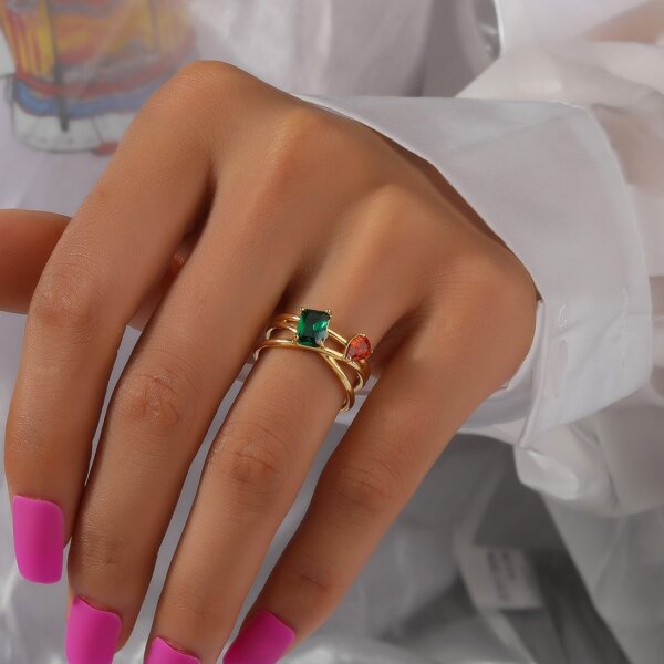 

Geometric Decor Ring, Gold