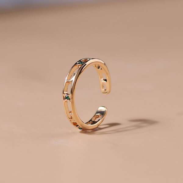 

Moon Decor Cuff Ring, Gold
