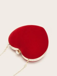 Mini Rhinestone Decor Chain Novelty Bag Valentines - Red - View 2