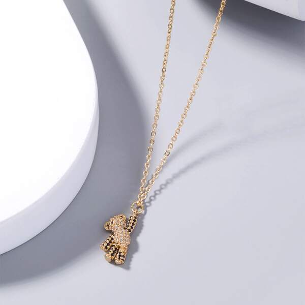 

Bear Charm Necklace, Gold