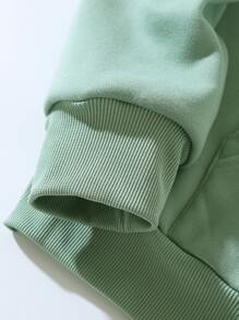 SHEIN EZwear Capucha con cordón con forro térmico unicolor - Verde - Ver 3