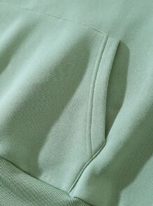 SHEIN EZwear Capucha con cordón con forro térmico unicolor - Verde - Ver 5