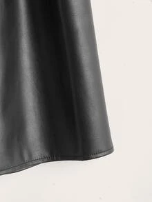 Split Hem PU Leather Bodycon Skirt - Black - View 3
