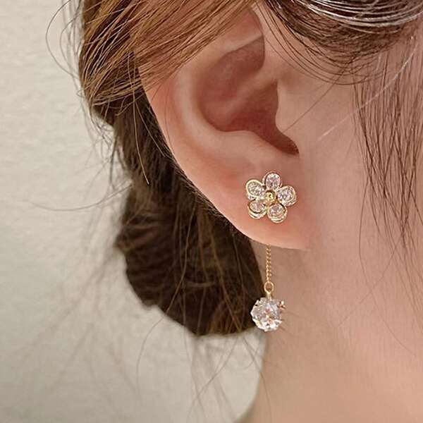 

Flower Decor Earring Jackets, Gold