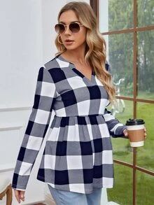 SHEIN Áo thun Bà bầu Viên lá sen Kẻ sọc Giải trí - Nhiều màu - Xem 3