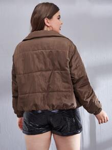 Abrigo acolchado con cremallera para uso en invierno de talla grande