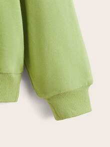 SHEIN Áo nỉ Gái Lá thư Giải trí - Màu xanh chanh - Xem 4