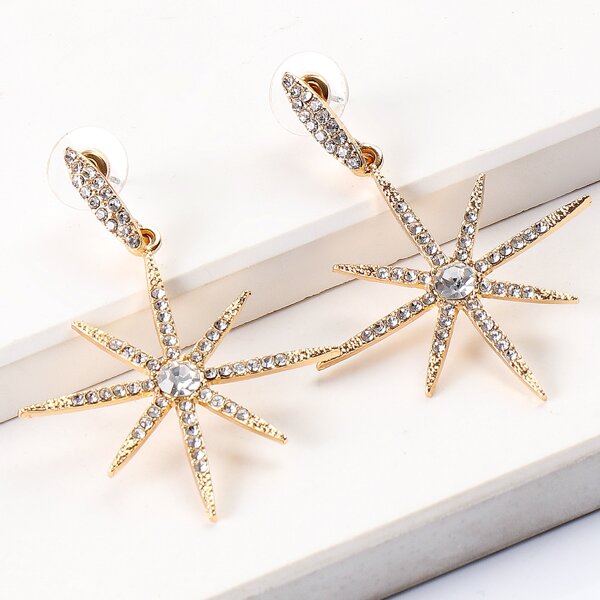 

Rhinestone Decor Earrings, Gold