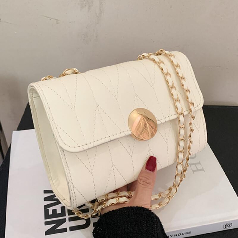 

Quilted Flap Shoulder Bag, Beige