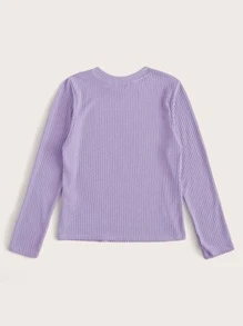 SHEIN Essnce 素色羅紋針織上衣 - 紫丁香色 - 查看 2