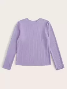 SHEIN Essnce 素色羅紋針織上衣 - 紫丁香色 - 查看 3