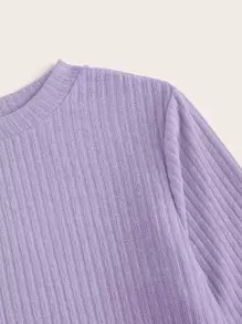 SHEIN Essnce 素色羅紋針織上衣 - 紫丁香色 - 查看 4