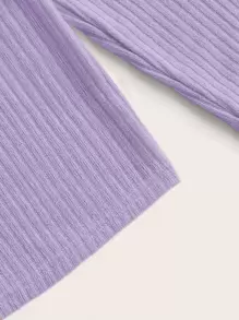 SHEIN Essnce 素色羅紋針織上衣 - 紫丁香色 - 查看 5