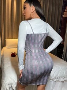 SHEIN SXY Đầm Sọc ca rô Gợi cảm - Nhiều màu - Xem 2