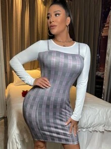 SHEIN SXY Đầm Sọc ca rô Gợi cảm - Nhiều màu - Xem 4