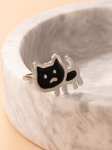 Anillo con diseño de gato - Negro - Ver 2