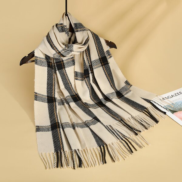 

Plaid Pattern Scarf, Beige