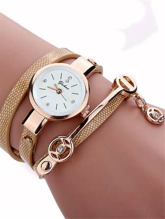 Rhinestone Decor Wrap Watch