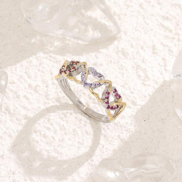 

Zircon Heart Decor Ring, Silver