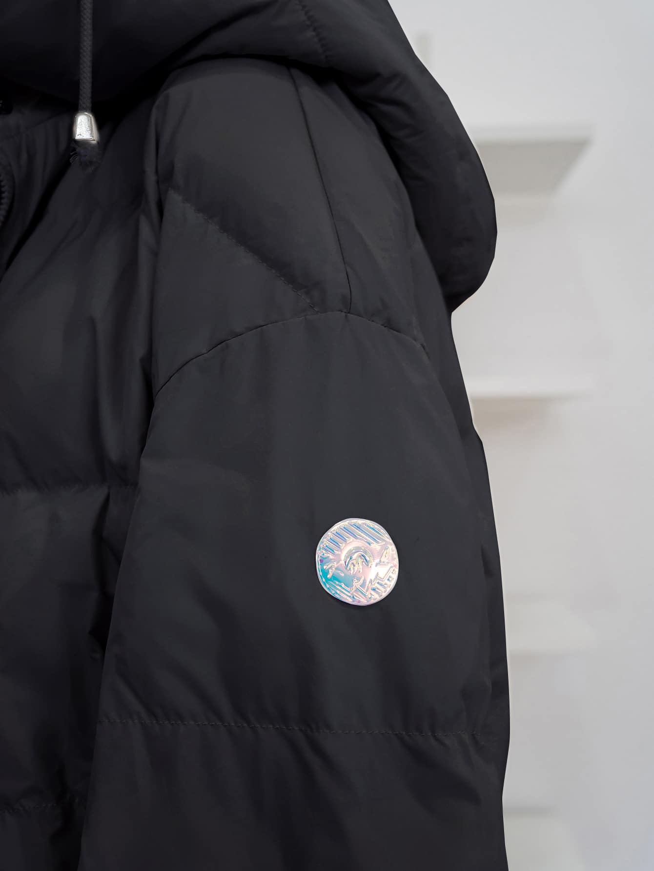 Zip Up Snap Button Drawstring Hem Hooded Padded Coat, Winter Women Clothes, Padded Coat Women Jacket