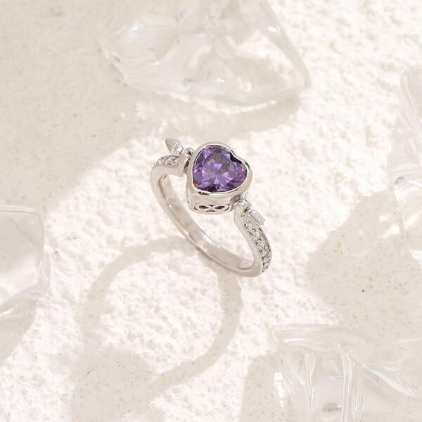 

Heart Zircon Decor Ring, Purple