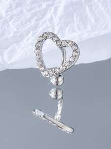 1入組時尚方晶鋯石愛心裝飾肚臍環適用於日常穿著適合女士 - 銀色 - 查看 3