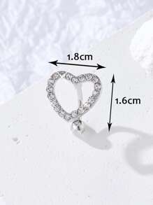 1入組時尚方晶鋯石愛心裝飾肚臍環適用於日常穿著適合女士 - 銀色 - 查看 4