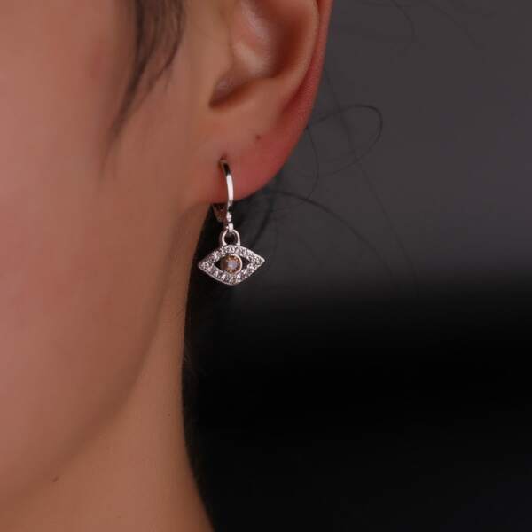 

Rhinestone Decor Geometric Drop Earrings, Silver