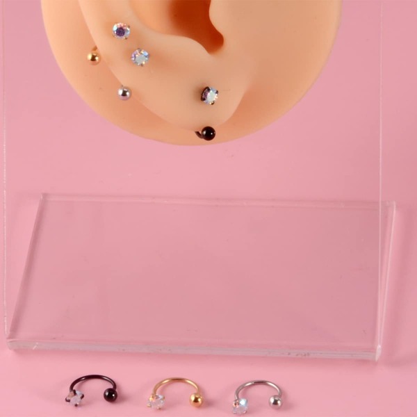 

3pairs Rhinestone Decor Earrings, Multicolor