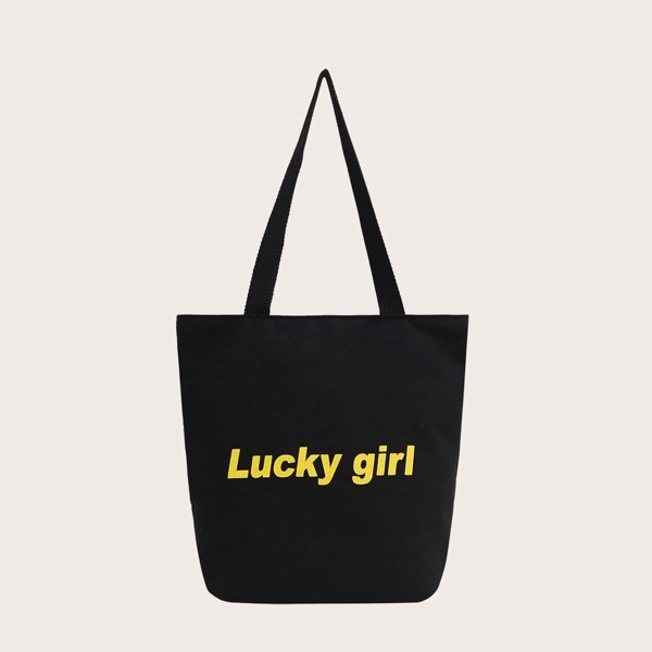 

Letter Graphic Shopper Bag, Black